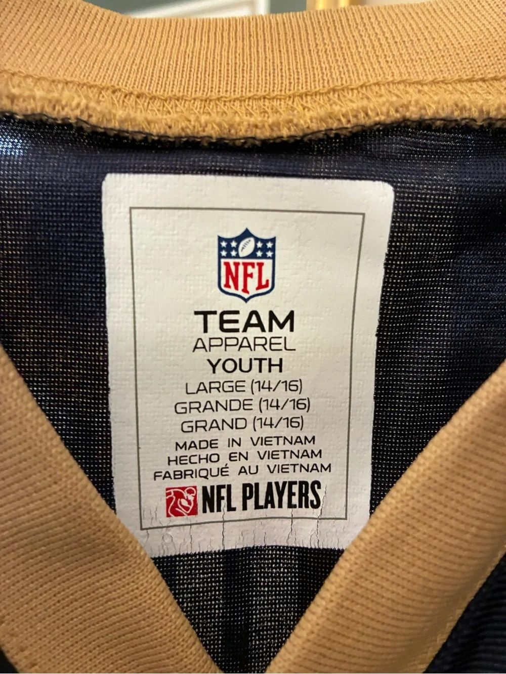 Los Angeles Rams NFL Youth Team Apparel Navy & Gold Football Jersey